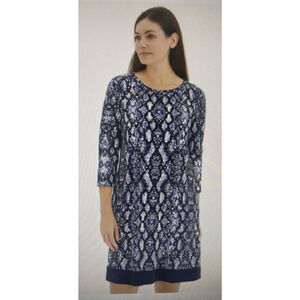 Calvin Klein Snakeskin purple black Stretch Midi Knit Sheath Dress 90's Large